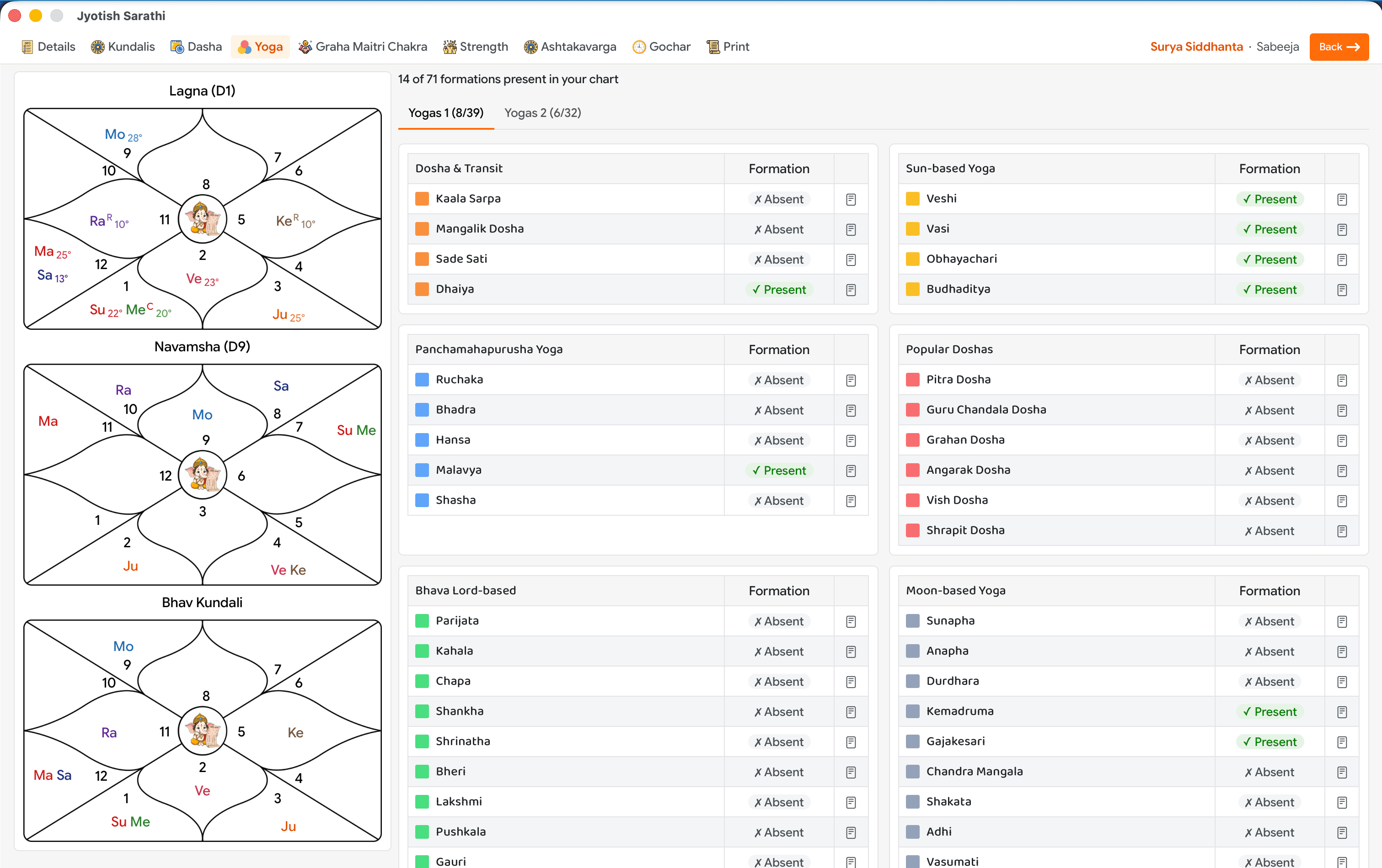 Jyotish Sarathi Kundali software on macOS and Windows — screenshot 5