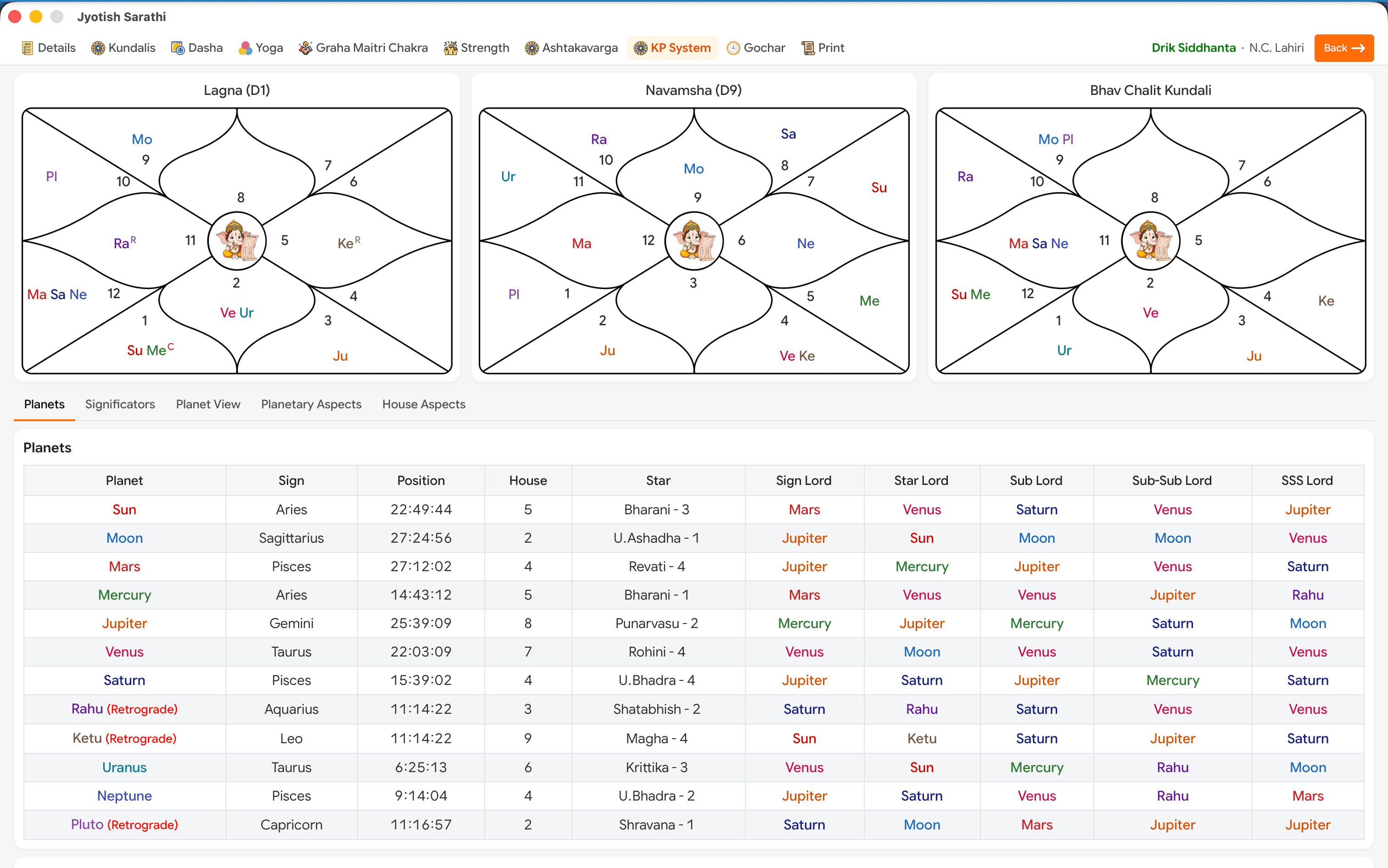 Jyotish Sarathi Kundali software on macOS and Windows — screenshot 8